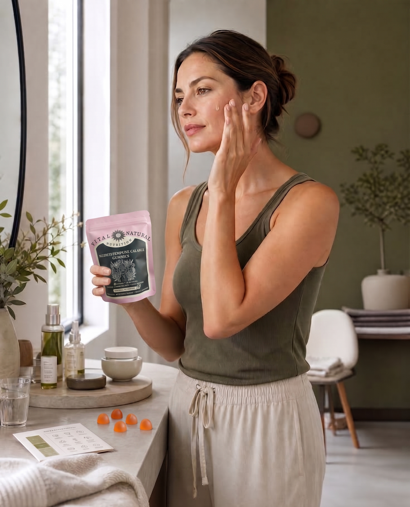 Woman in a calm morning routine